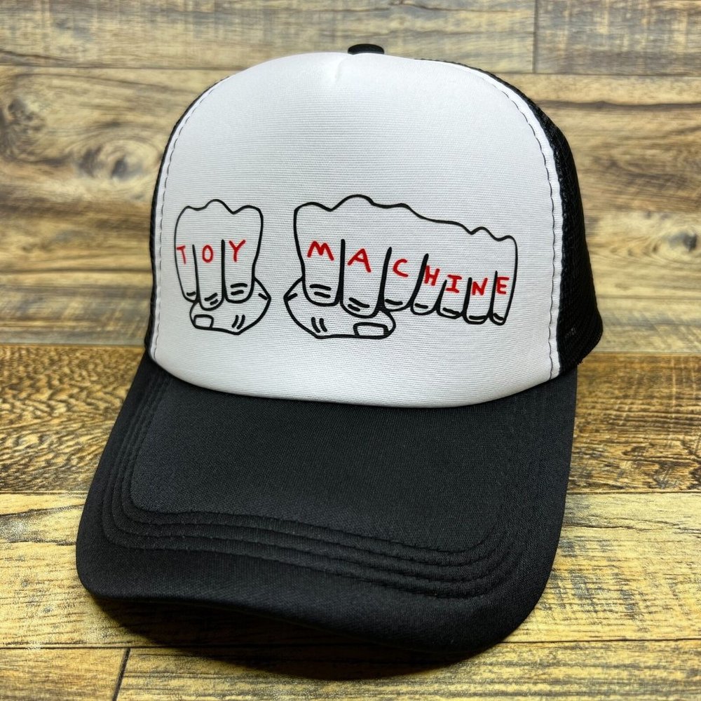 Toy Machine Mens Trucker Hat Black Snapback Skateboard 90s Logo Baseball Cap